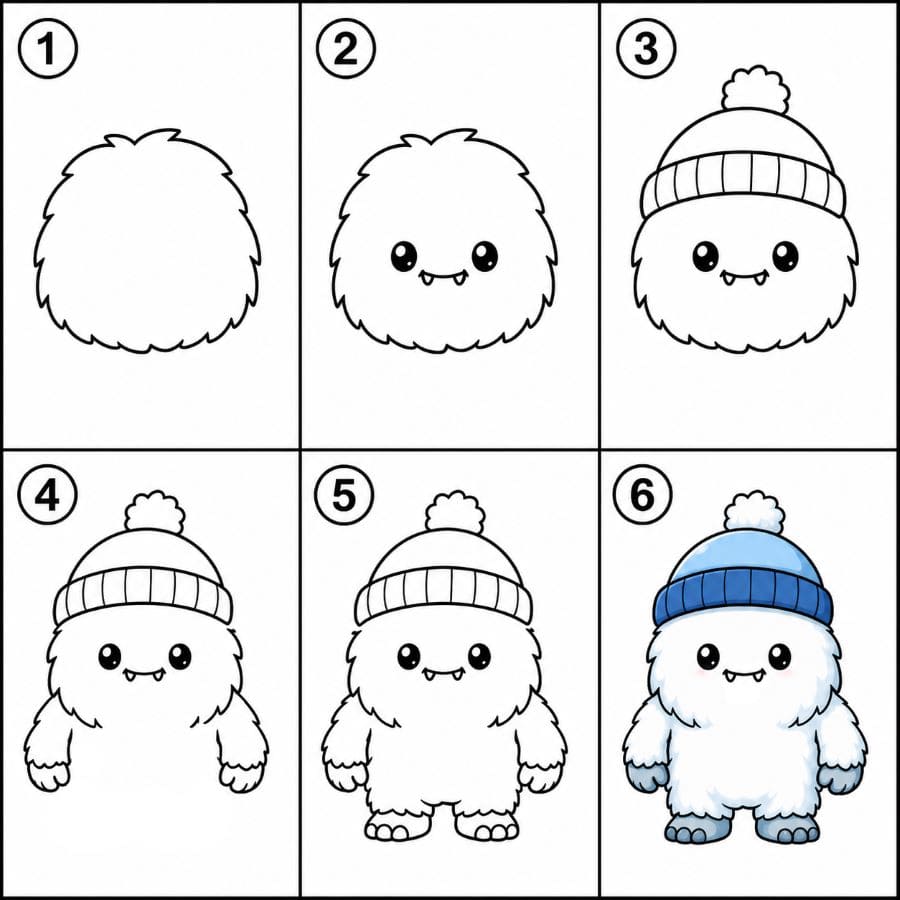 Yeti wearing a beanie Drawing Ideas