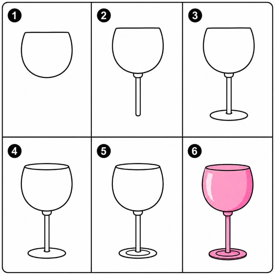 wine glass for kids Drawing Ideas