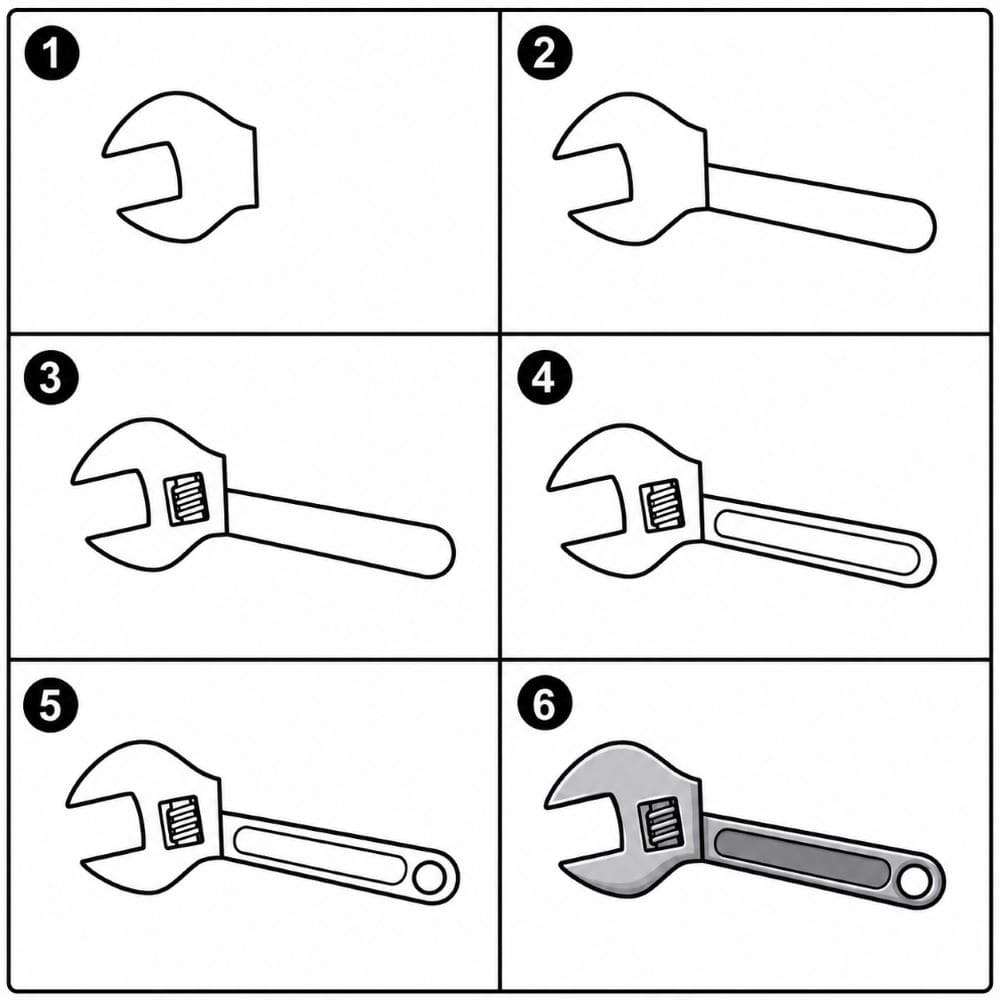 Adjustable wrench Drawing Ideas