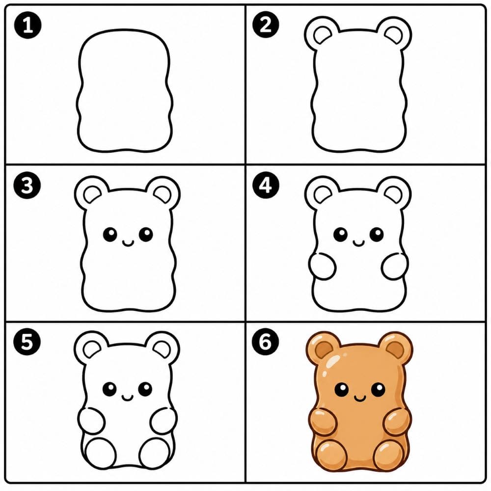 Adorable gummy bear Drawing Ideas