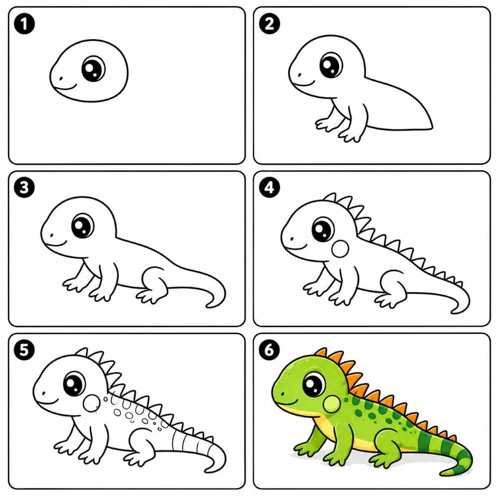Adorable iguana Drawing Ideas