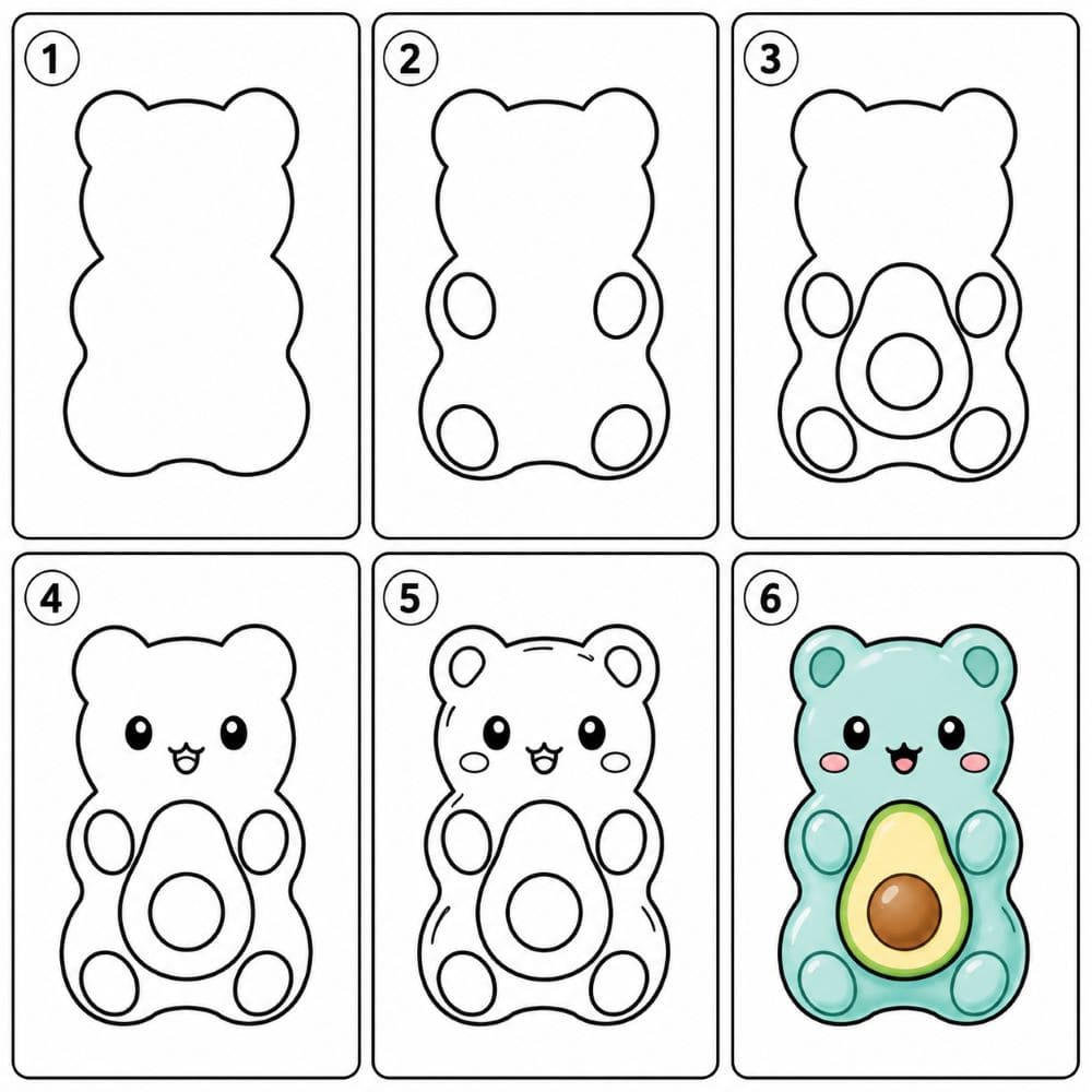 Avocado gummy bear Drawing Ideas