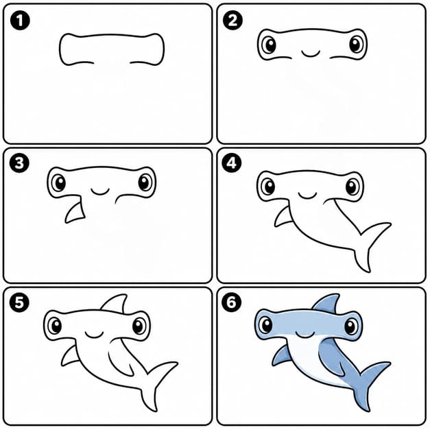 Baby hammerhead shark Drawing Ideas