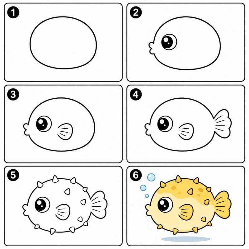Baby pufferfish Drawing Ideas