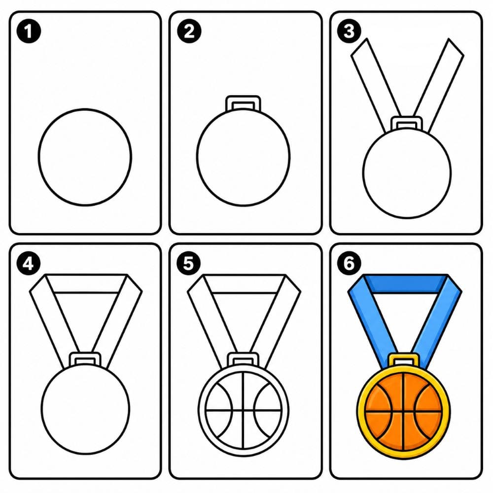 Basketball Winner Medal Drawing Ideas