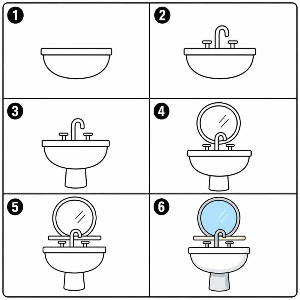 Bathroom sink with mirror Drawing Ideas