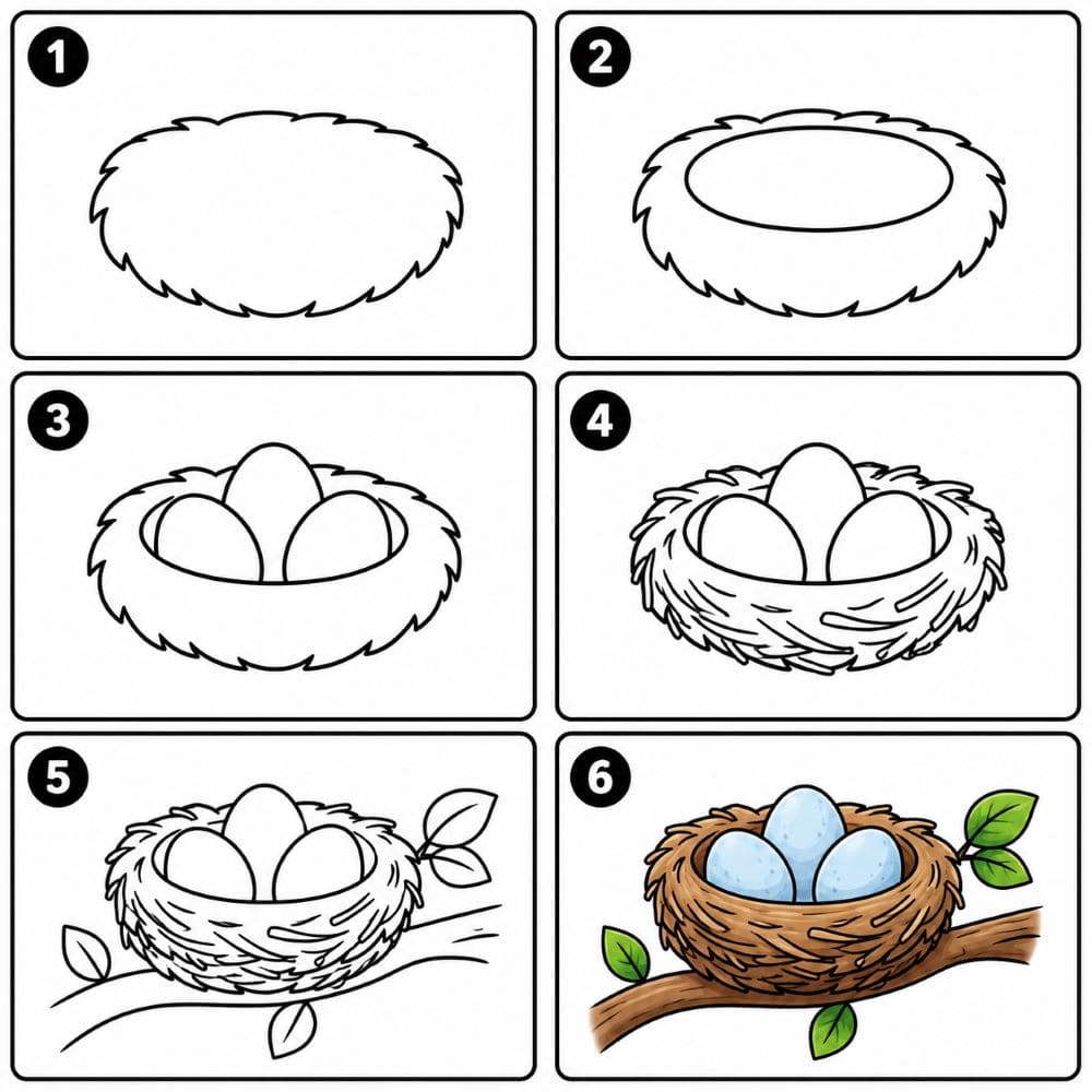 Bird Nest Drawing Ideas