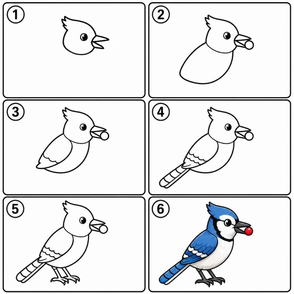 Blue Jay eating a berry Drawing Ideas