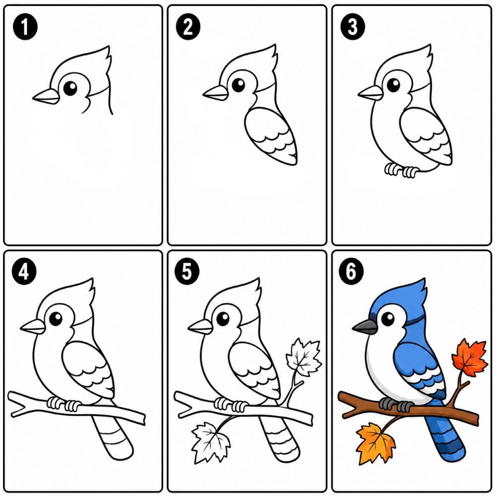 Blue Jay in autumn Drawing Ideas