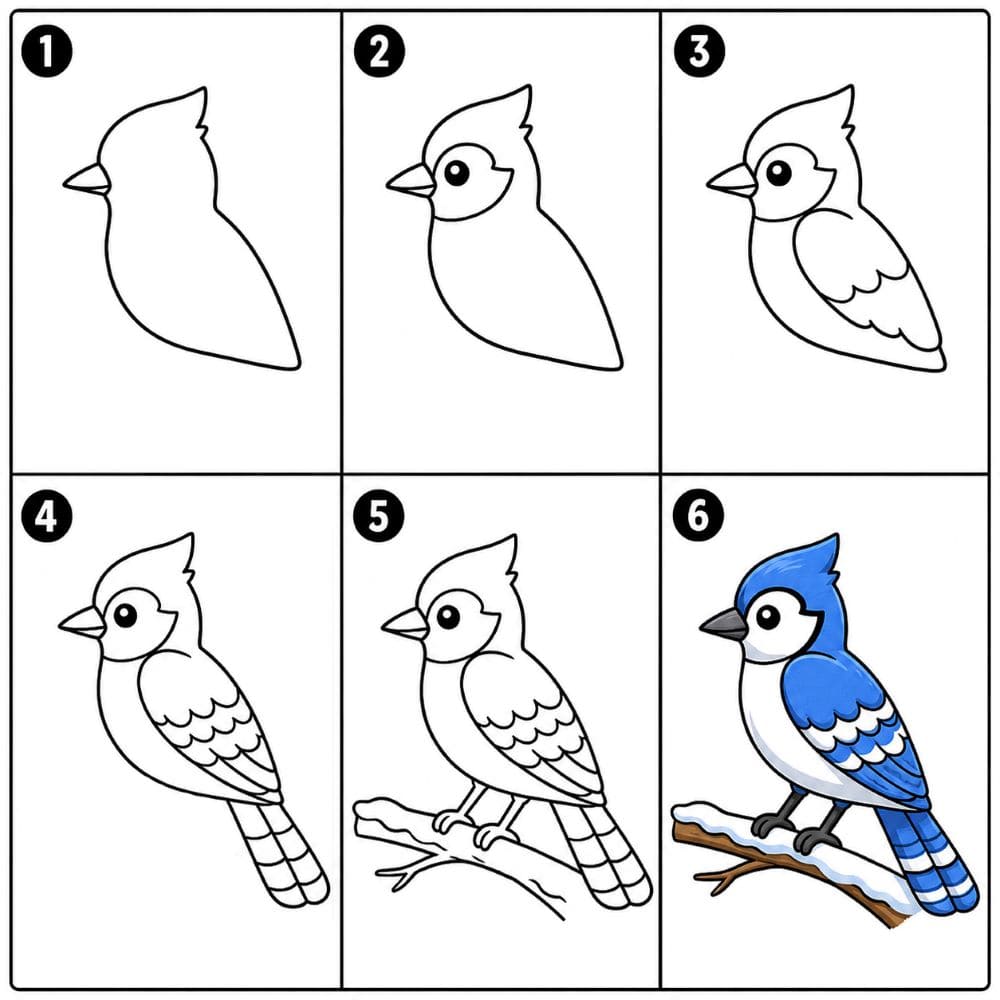 Blue Jay in winter Drawing Ideas