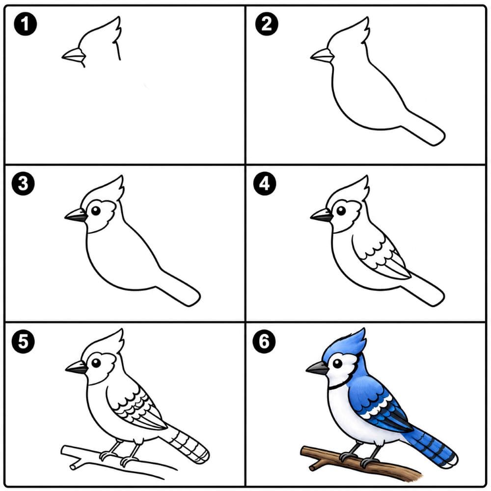 Blue Jay standing Drawing Ideas