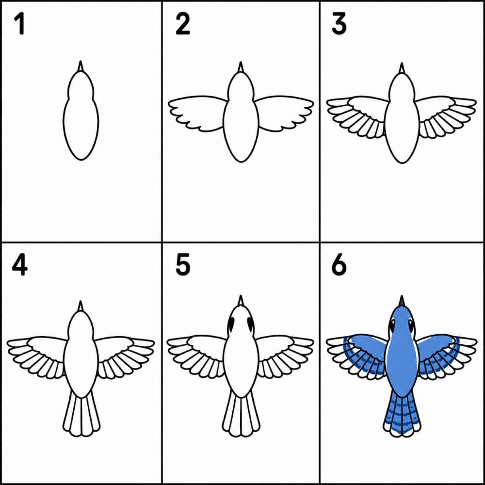 Blue Jay top view Drawing Ideas
