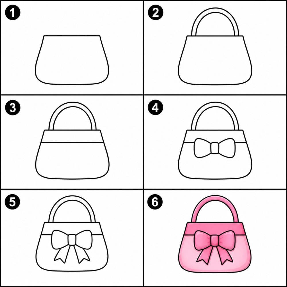 Bow-decorated purse Drawing Ideas