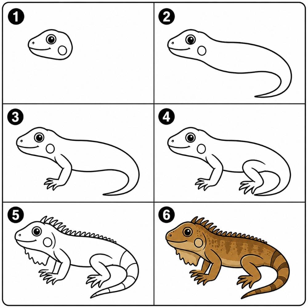 Brown iguana Drawing Ideas