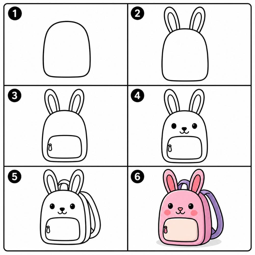 Bunny backpack with long ears Drawing Ideas