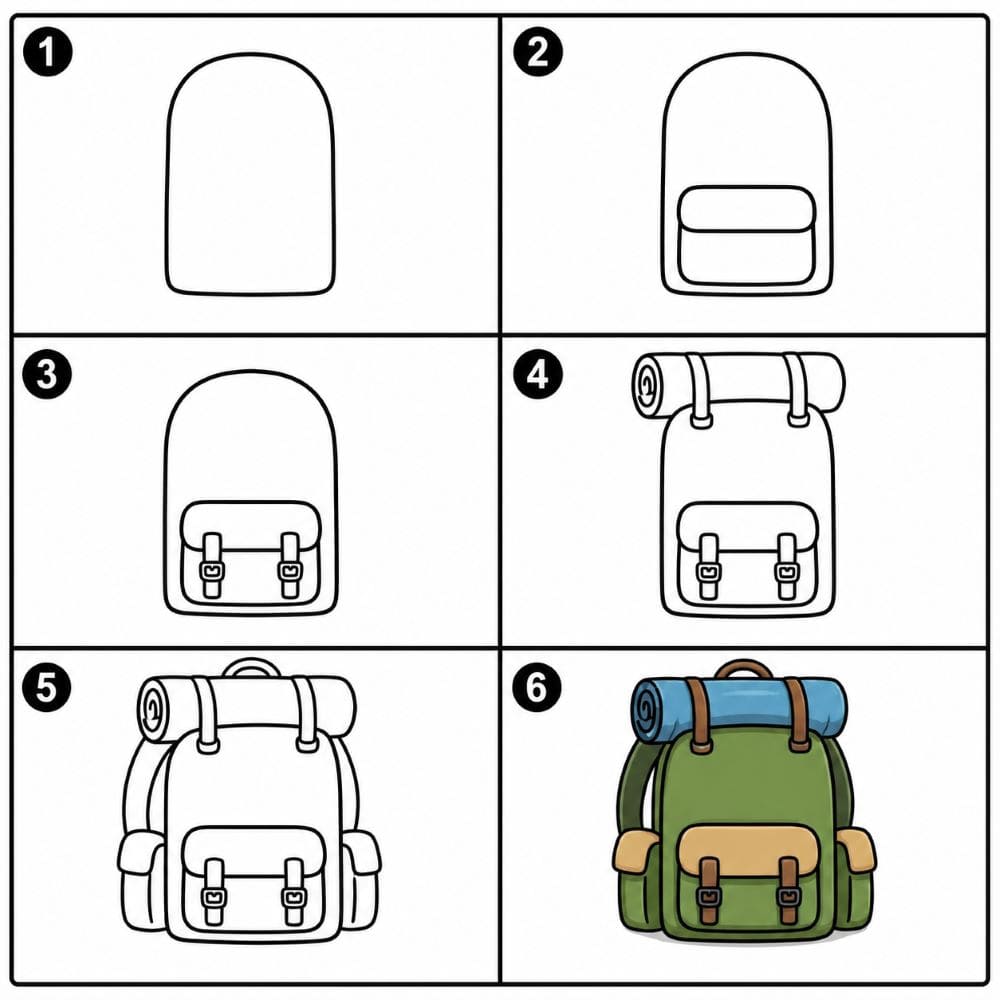 Camping backpack Drawing Ideas