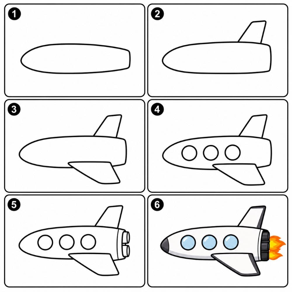 Cartoon Space shuttle Drawing Ideas