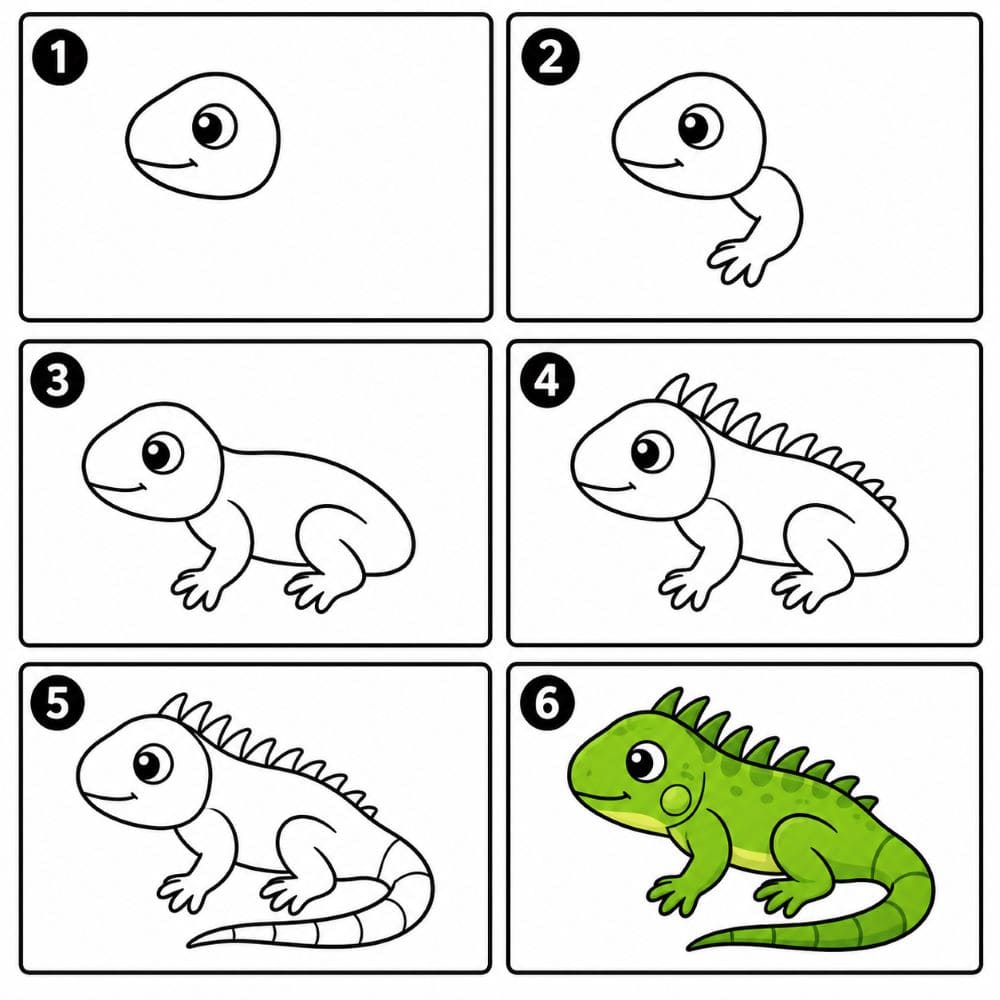 Cartoon iguana Drawing Ideas