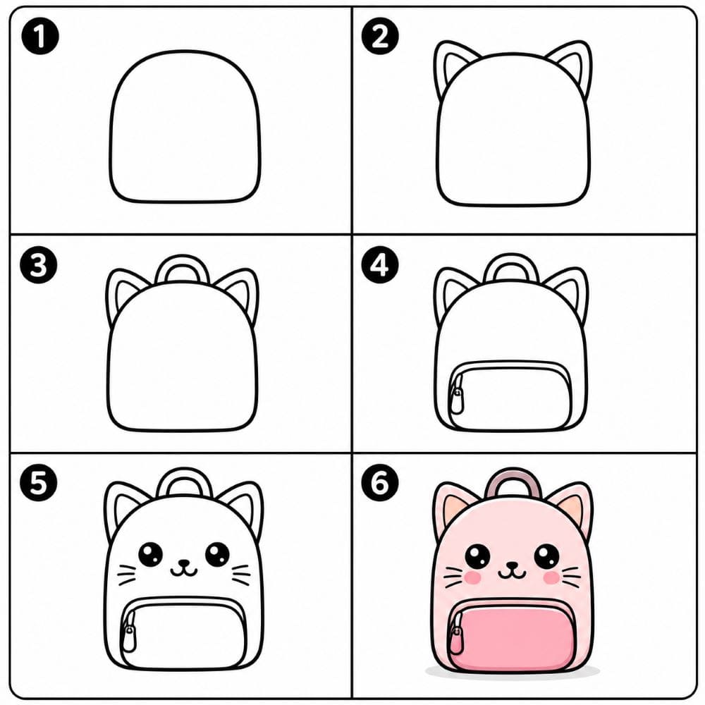 Cat face backpack Drawing Ideas