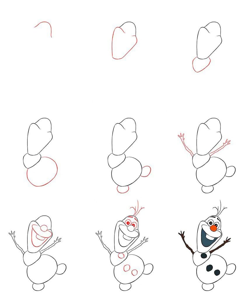 Cheerful Olaf Drawing Ideas