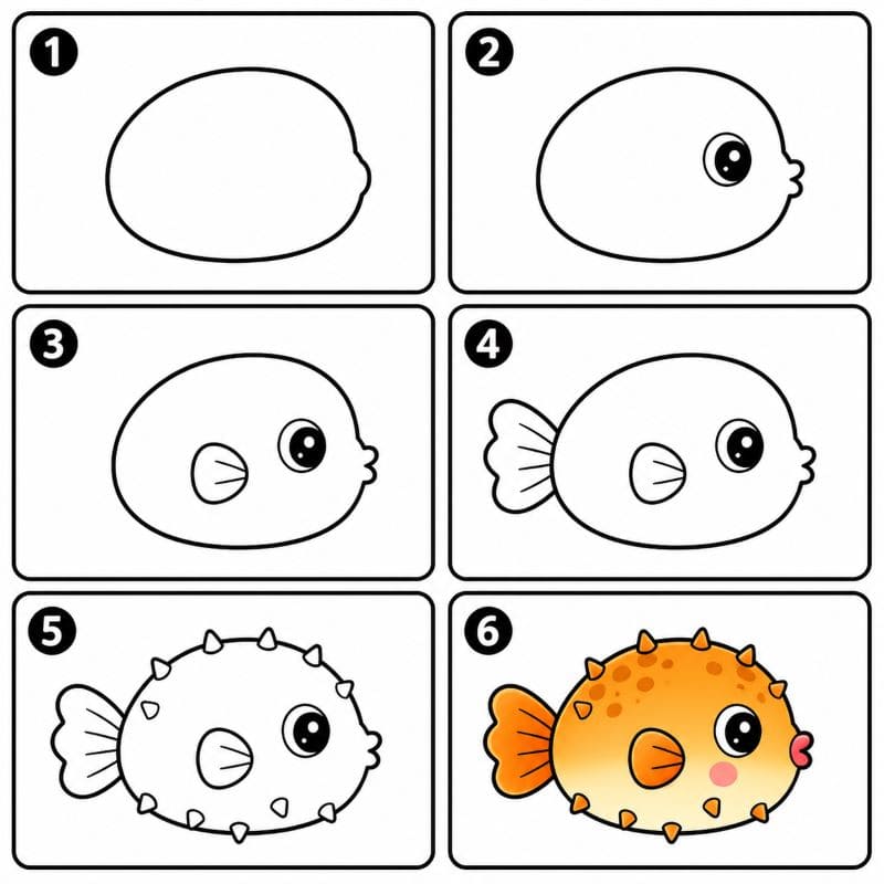 Chibi pufferfish Drawing Ideas