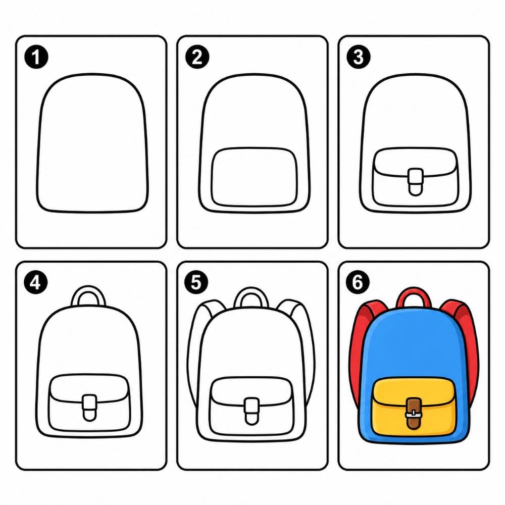 Classic school backpack Drawing Ideas