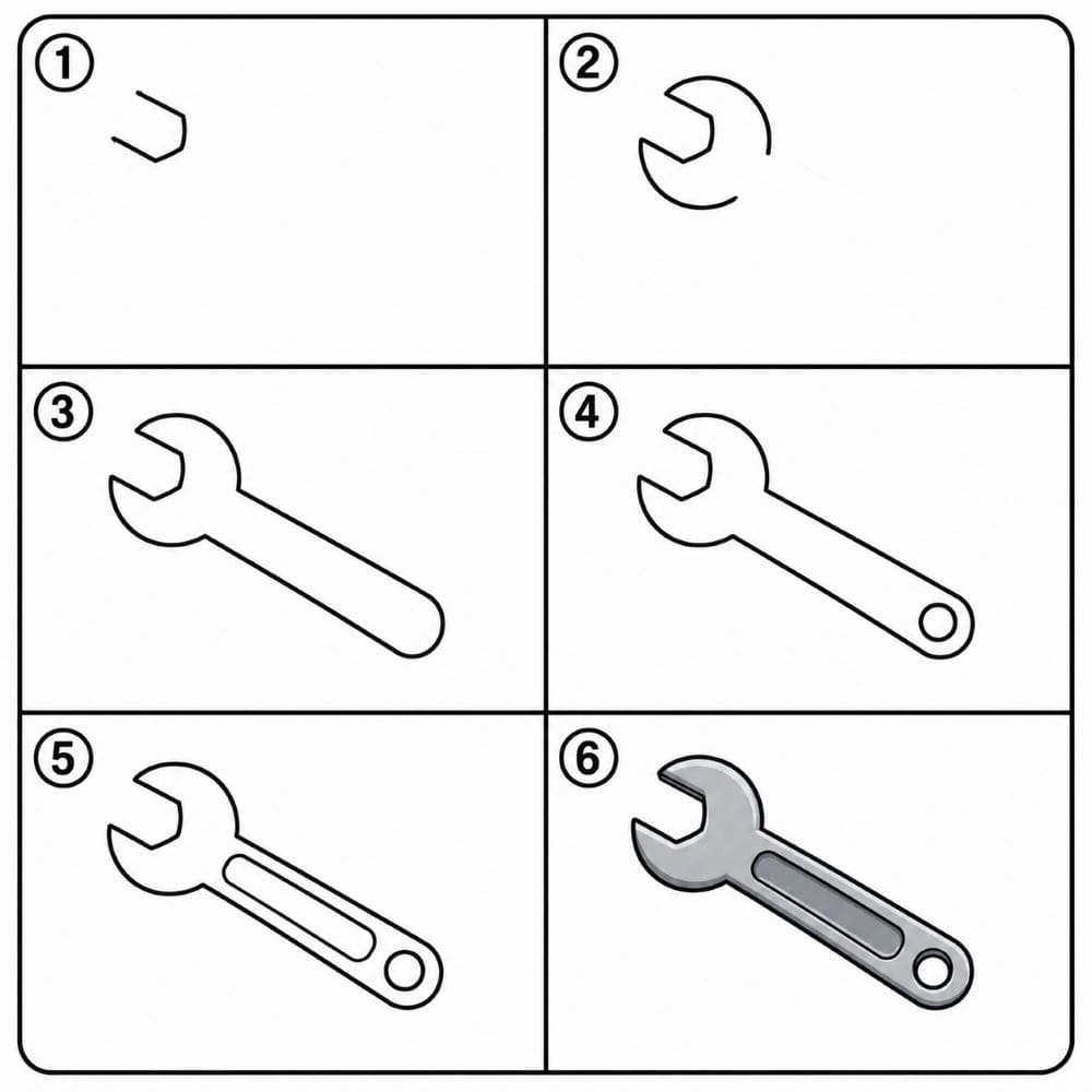 Classic wrench Drawing Ideas