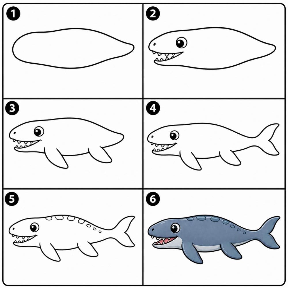 Cute Mosasaurus Drawing Ideas