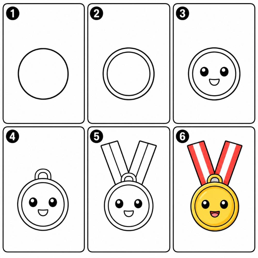 Cute Smiling Medal Drawing Ideas