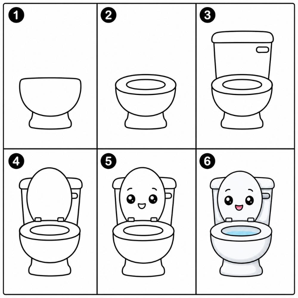 Cute cartoon toilet Drawing Ideas