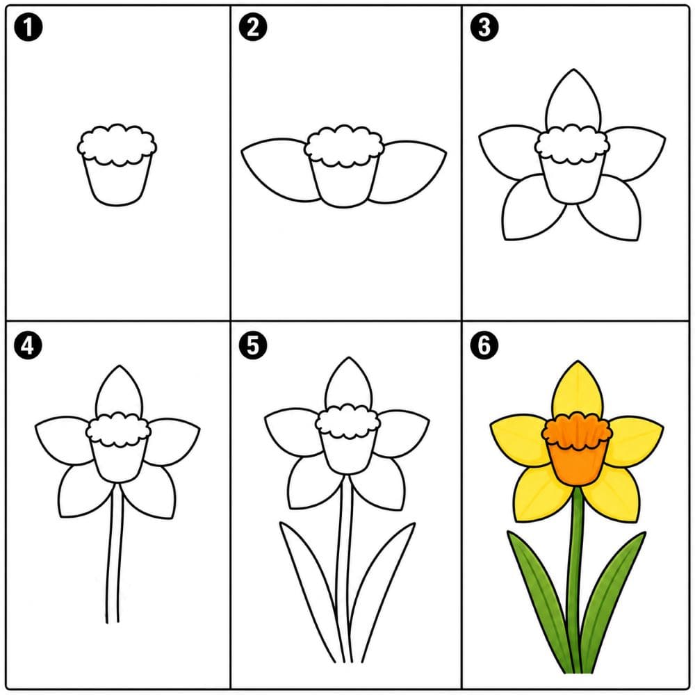 Cute daffodil Drawing Ideas