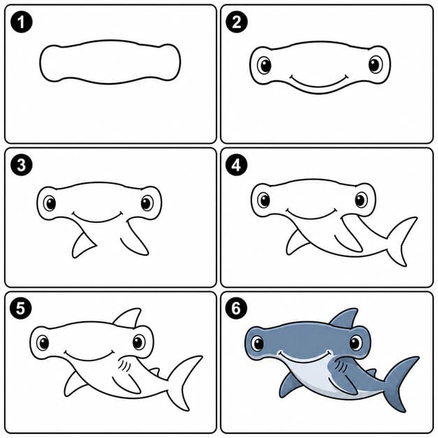 Cute hammerhead shark Drawing Ideas