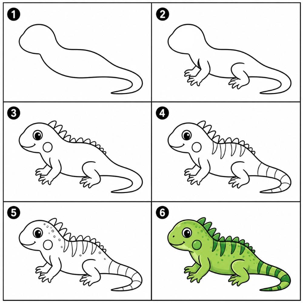 Cute iguana Drawing Ideas