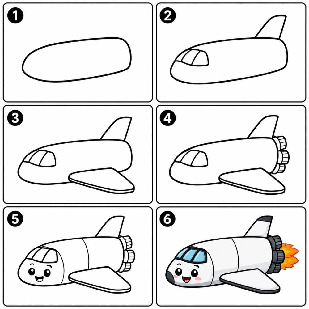 Cute space shuttle Drawing Ideas