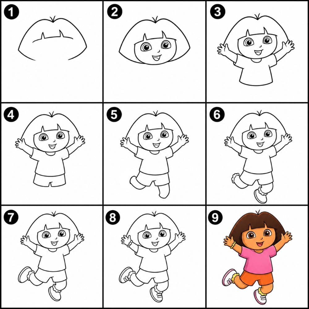 Dora jumping Drawing Ideas
