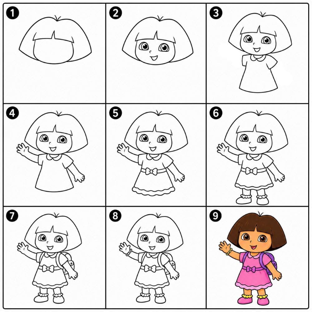 Dora wearing dress Drawing Ideas