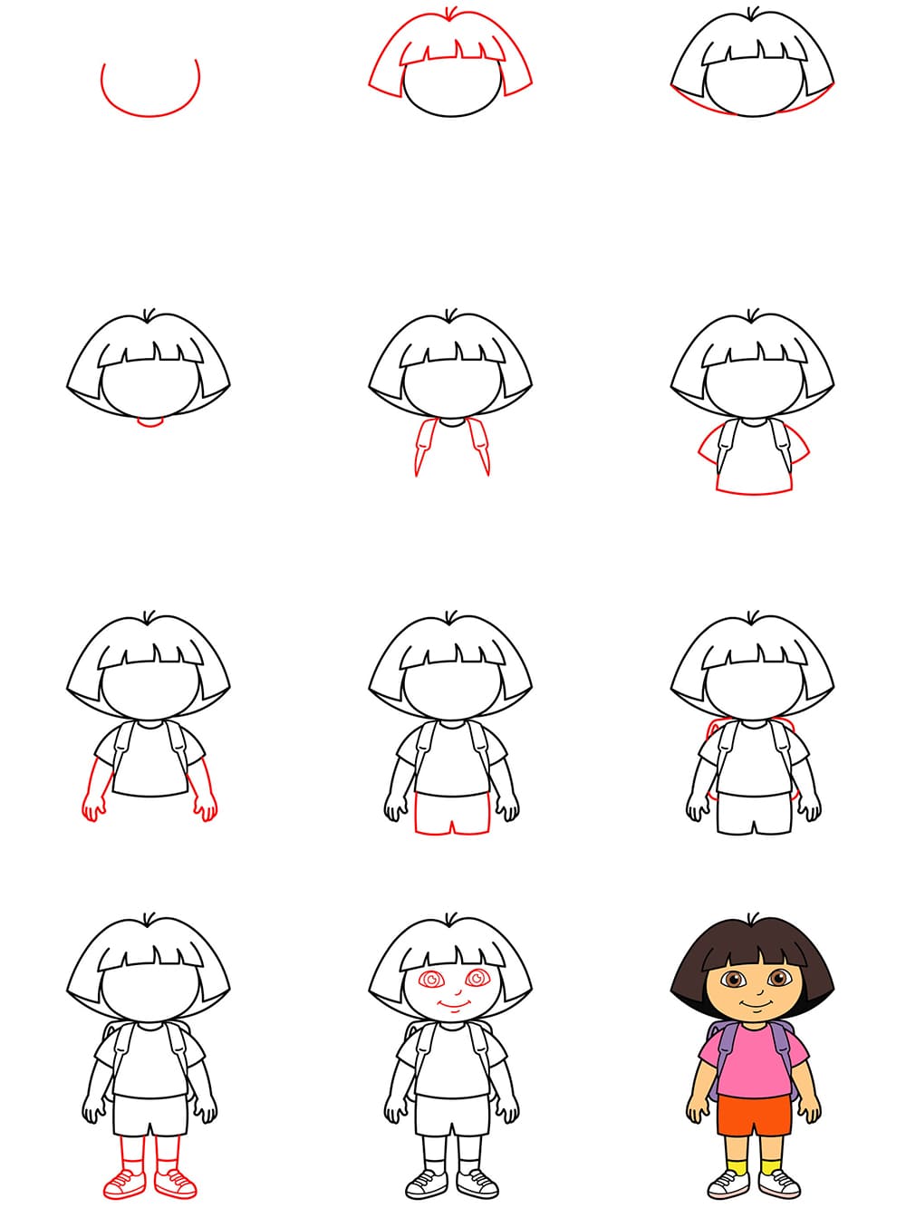Dora with backpack Drawing Ideas