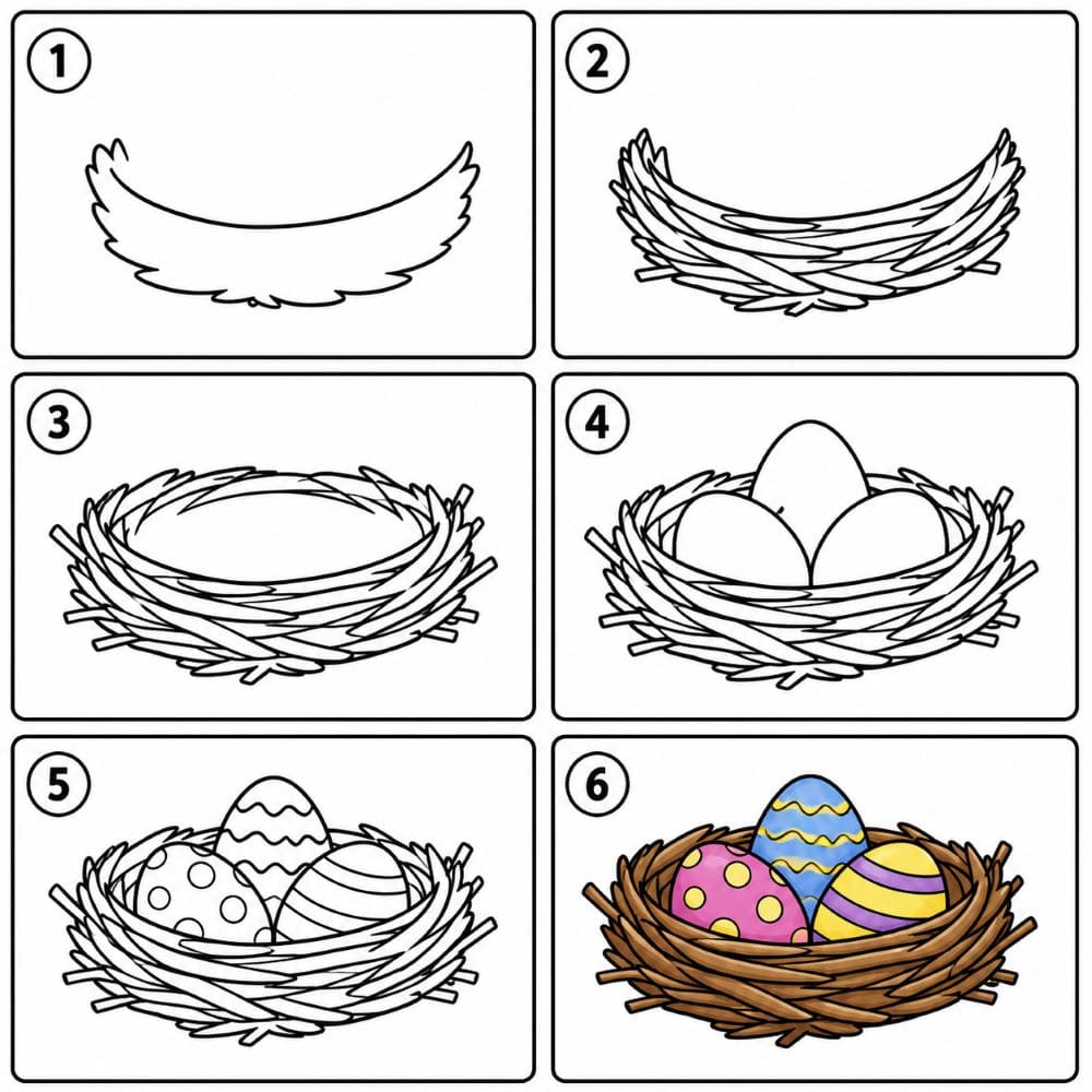 Easter bird nest Drawing Ideas