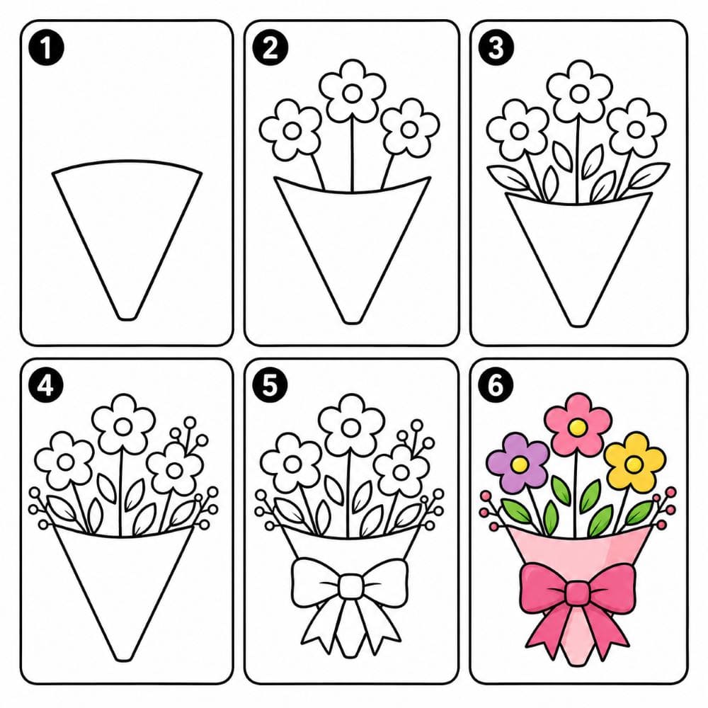 Flower Bouquet Drawing Ideas