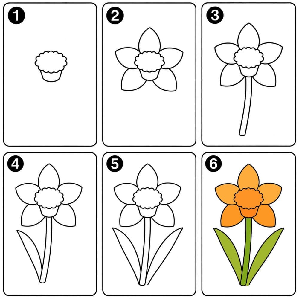 Easy daffodil Drawing Ideas