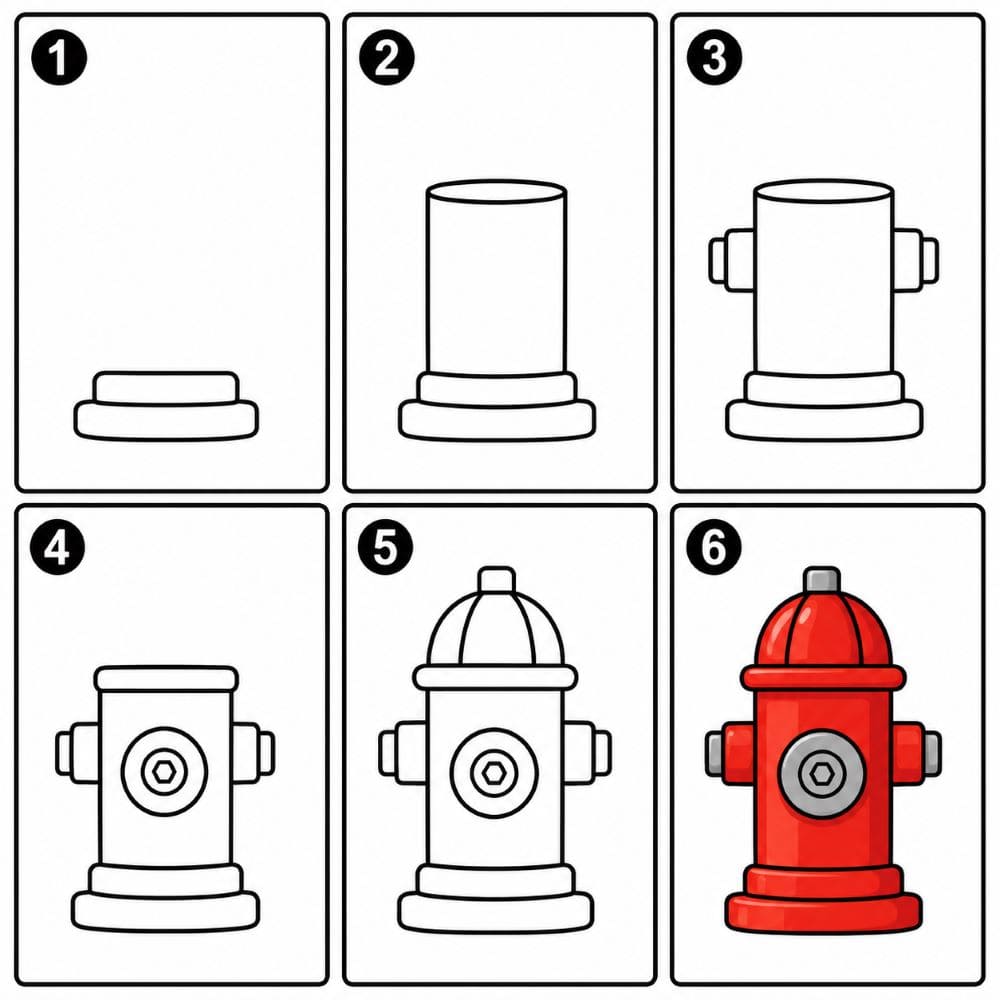 Easy fire hydrant Drawing Ideas