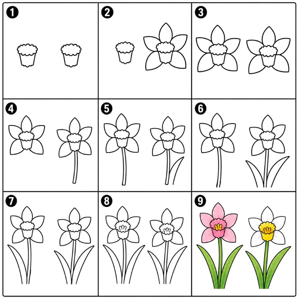 Elegant daffodil Drawing Ideas