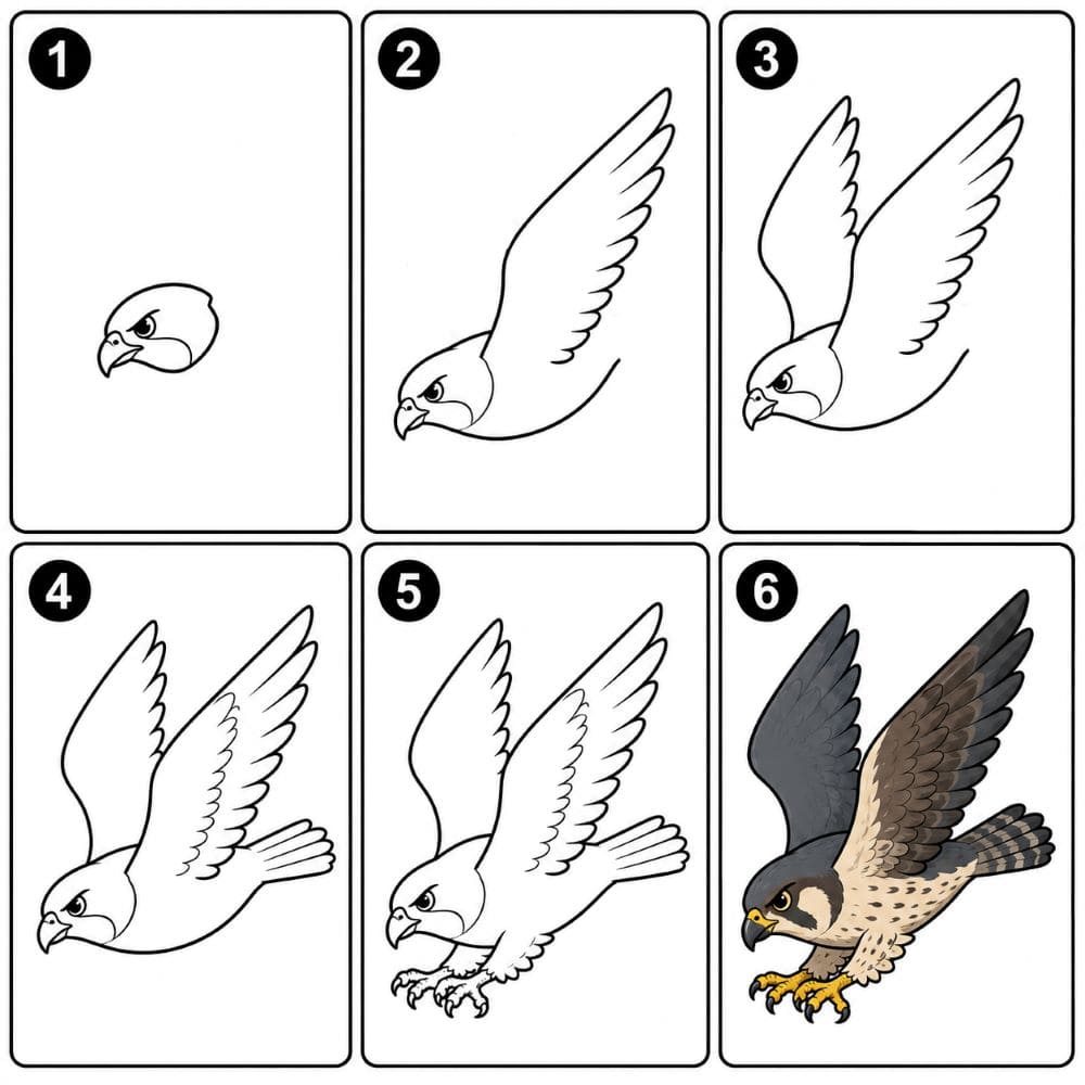 Falcon diving down Drawing Ideas