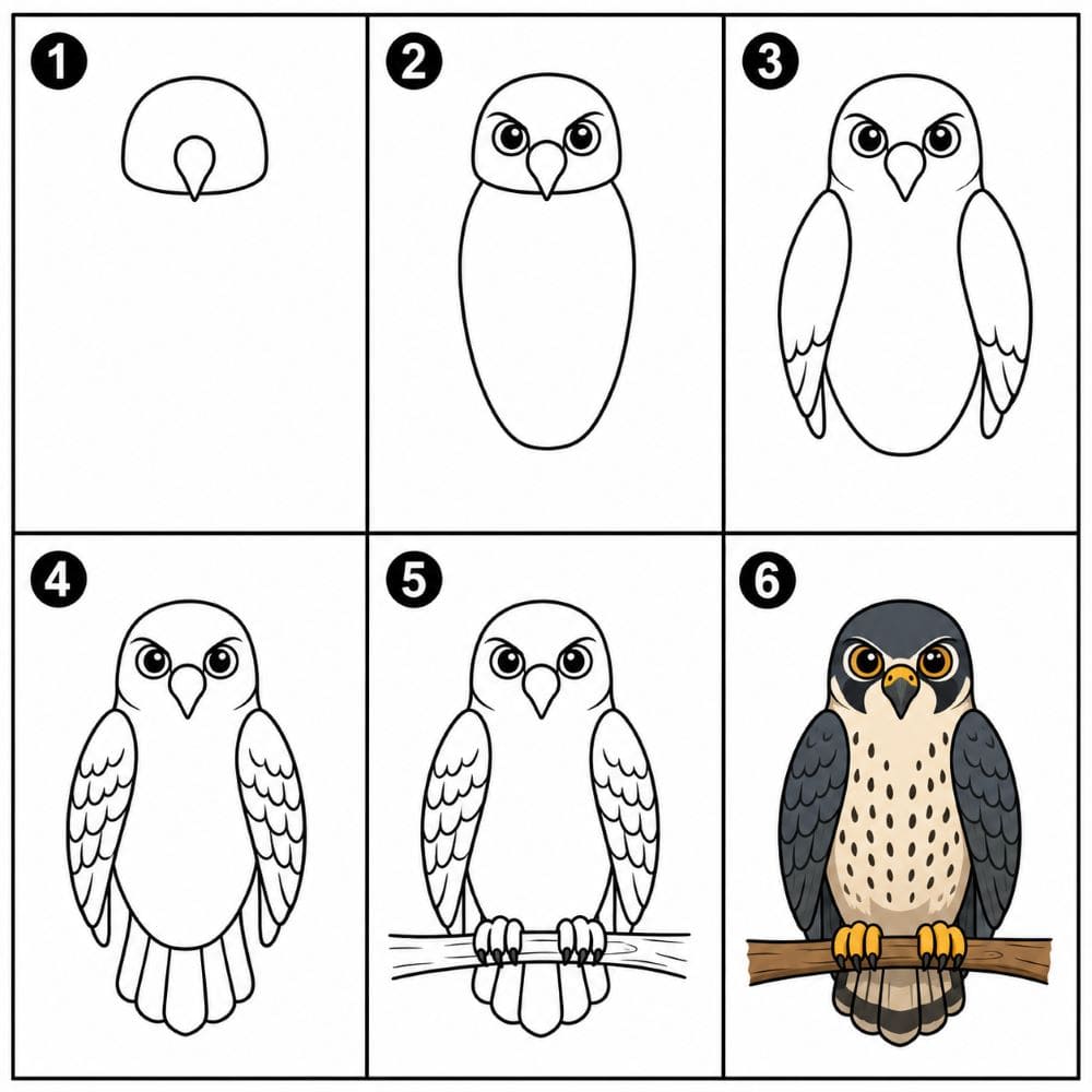 Falcon facing forward Drawing Ideas