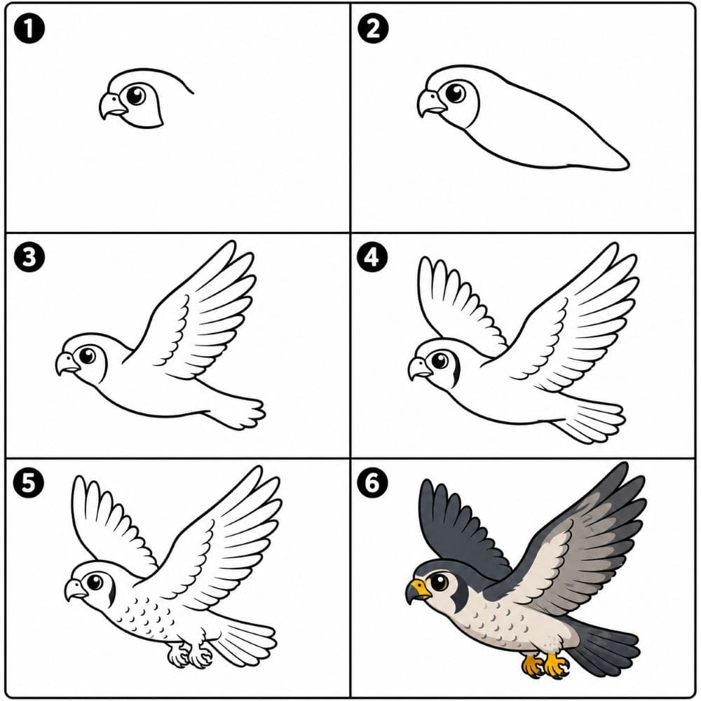Falcon flying Drawing Ideas