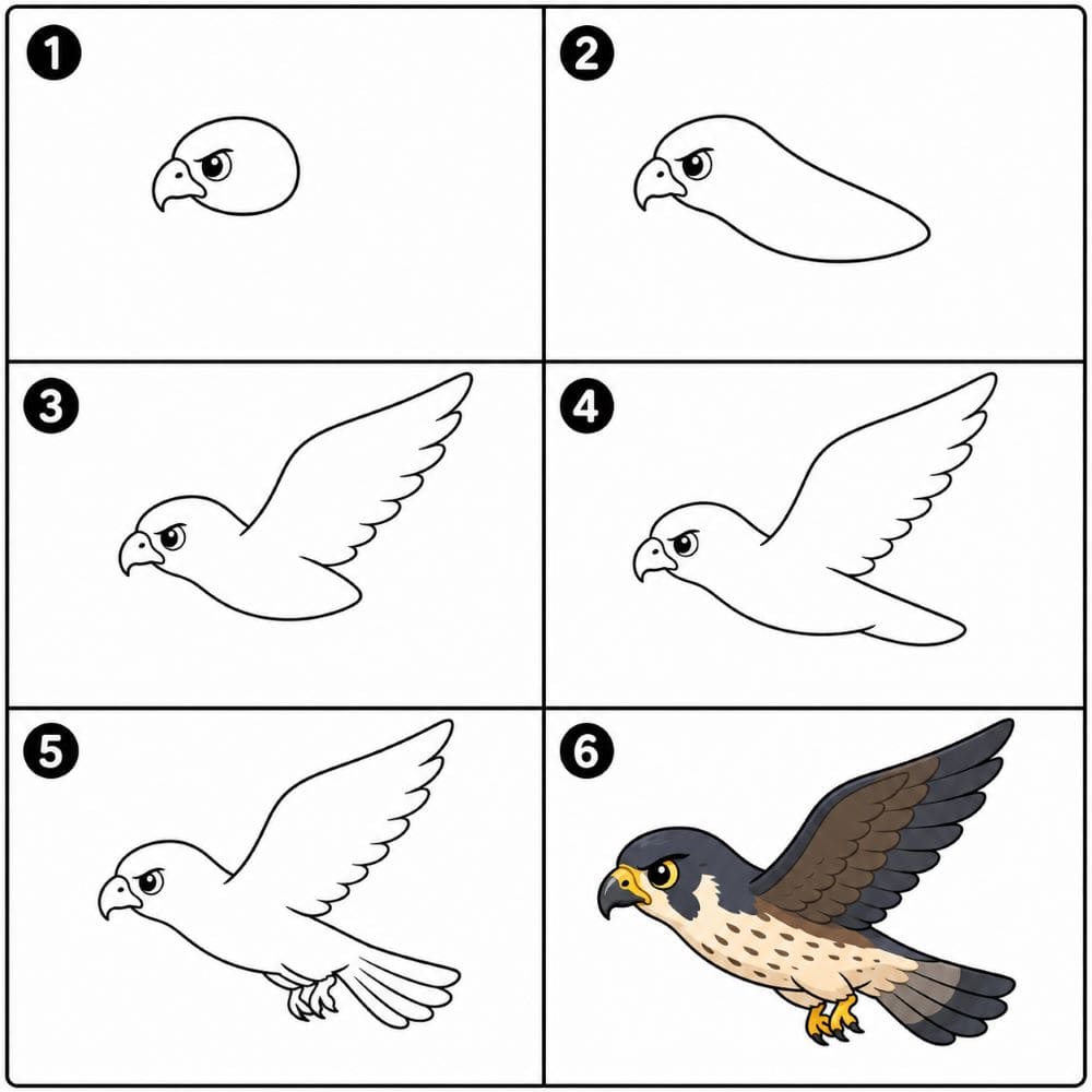 Falcon in flight Drawing Ideas