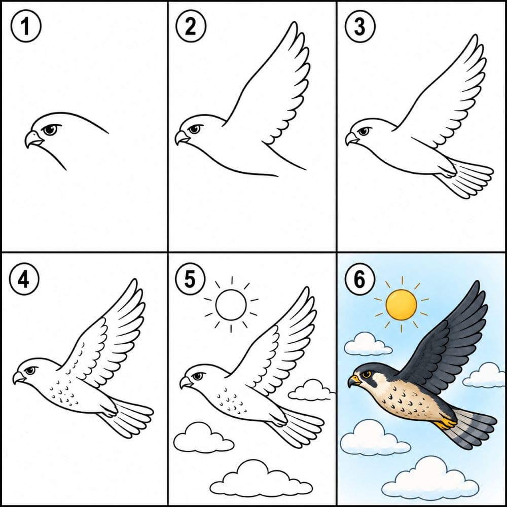 Falcon in the sky Drawing Ideas