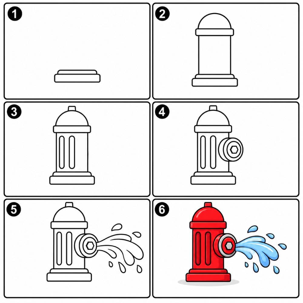 Fire hydrant spraying water Drawing Ideas