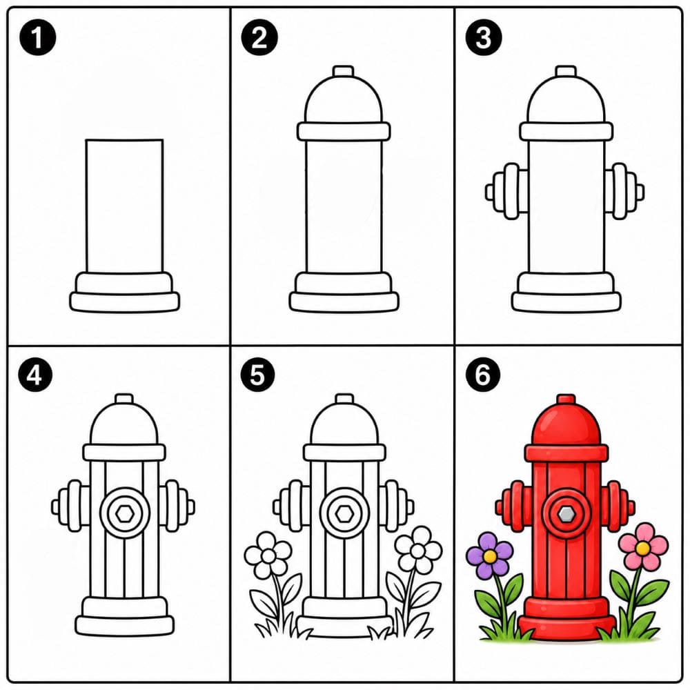 Fire hydrant with flowers Drawing Ideas