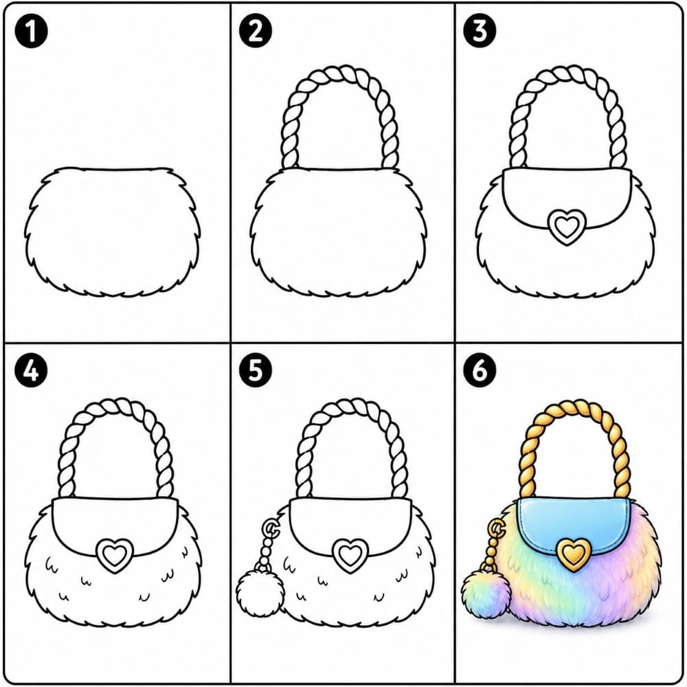 Fluffy faux fur purse Drawing Ideas